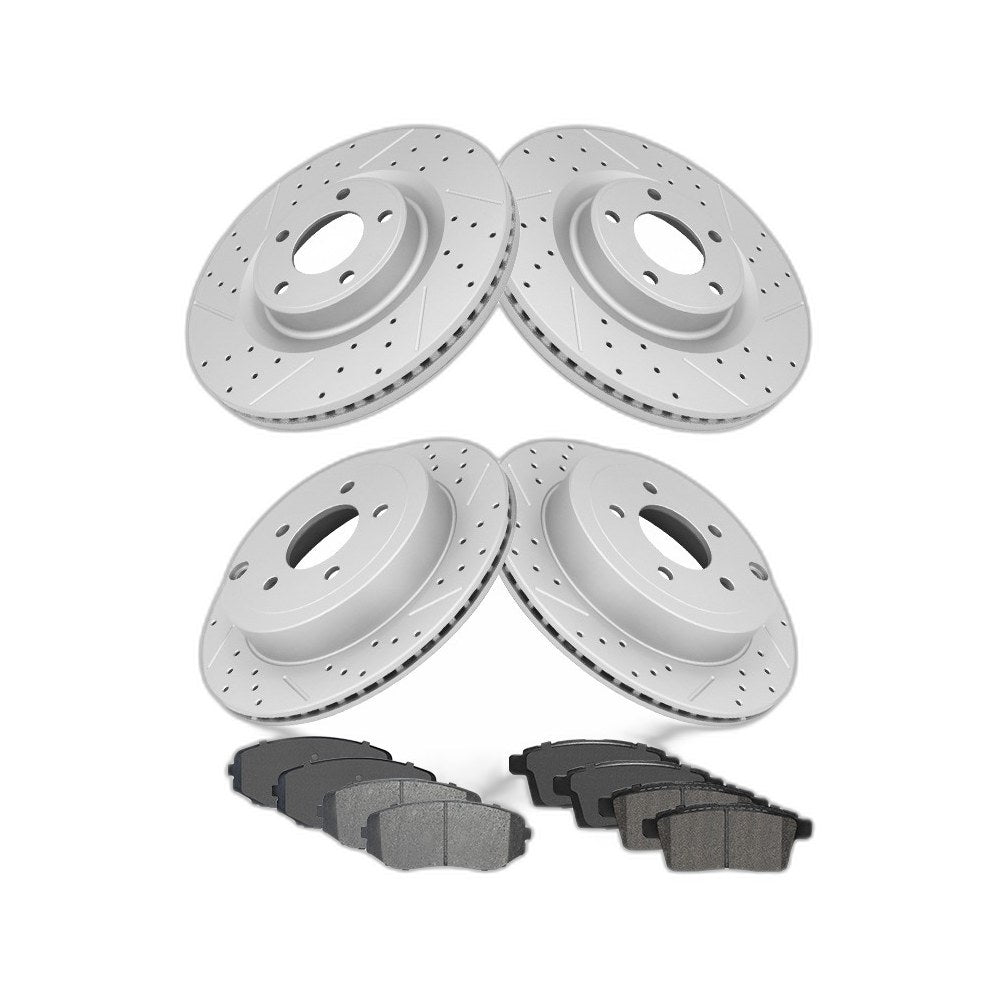 Front & Rear Brake Rotors Ceramic Brake Pads For 2007 2010 Lincoln Mkx Ford Edge