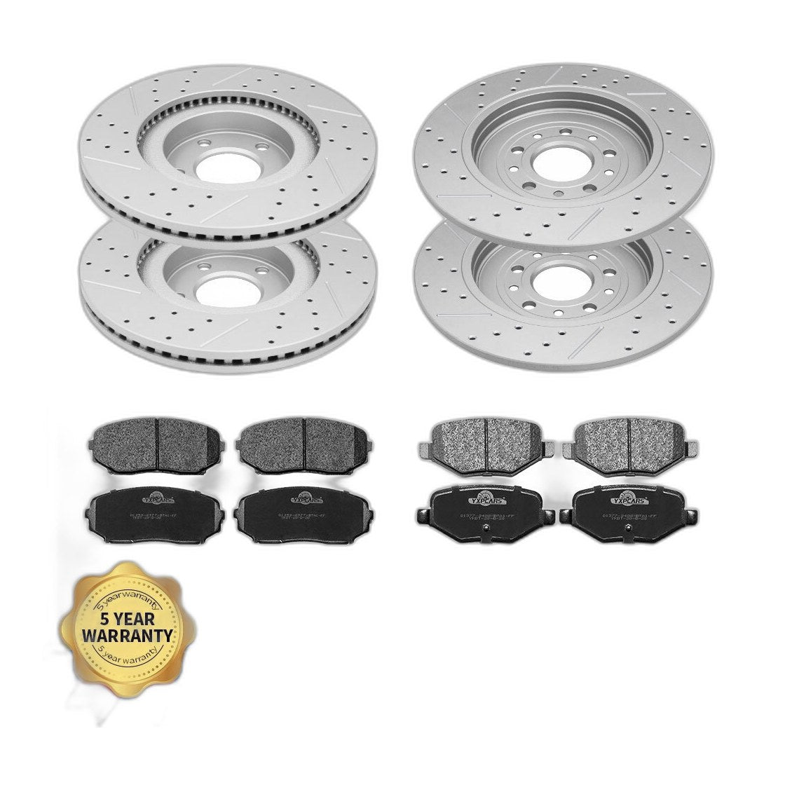 Front Rear Drilled Brake Rotors & Ceramic Pads For 11 - 14 Ford Edge Lincoln MKX