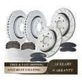 Front Rear Drilled Brake Rotors Brake Pads Kit for 2015 2016 2017 Ford F-150