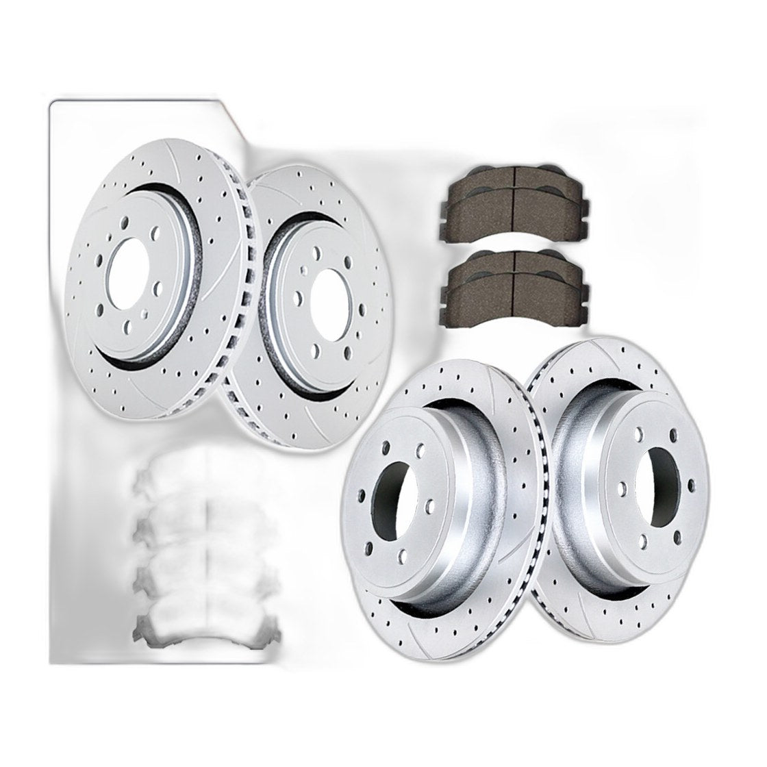 6 Lugs Front & Rear Disc Rotors Ceramic Brake Pads for 2012 - 2020 Ford F-150