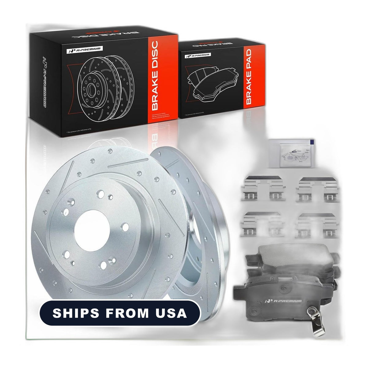 Rear Drilled & Slotted Brake Rotors Ceramic Pads Kit for Honda Accord 2008-2017