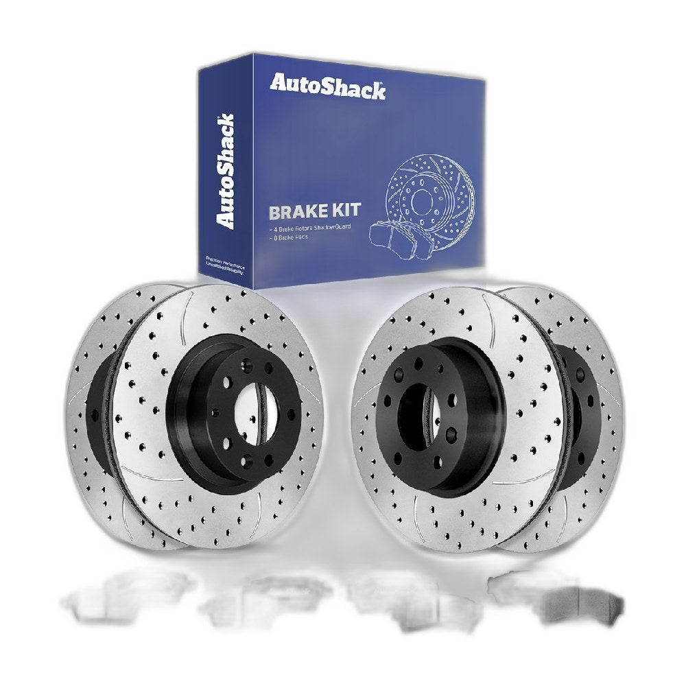 Front Rear Drilled Slotted Brake Rotors Ceramic Pads for Ford Fusion 2012