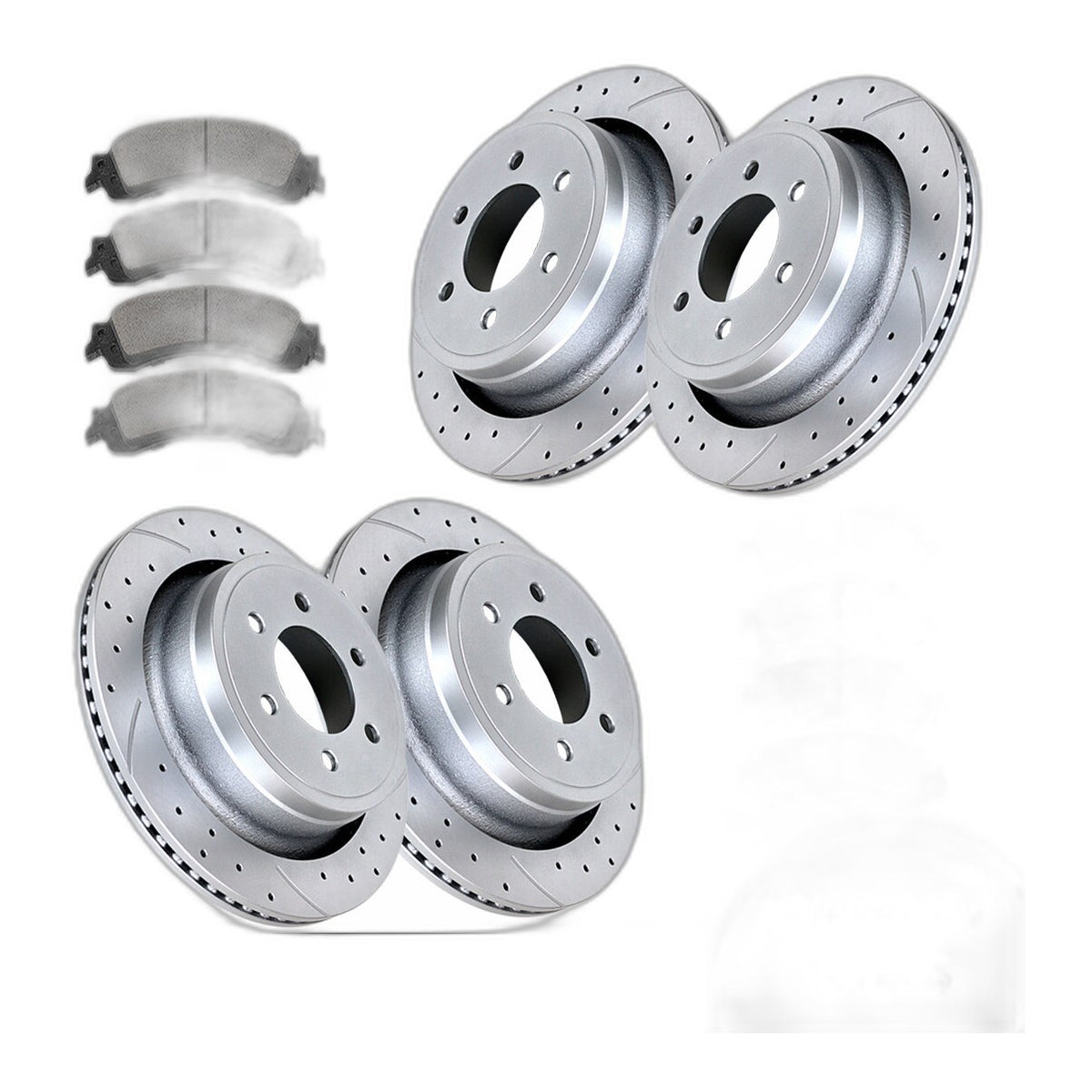 Drilled Slotted Front Rear Brake Rotors and Pads Kit for Ford F-150 6 Lug Brakes