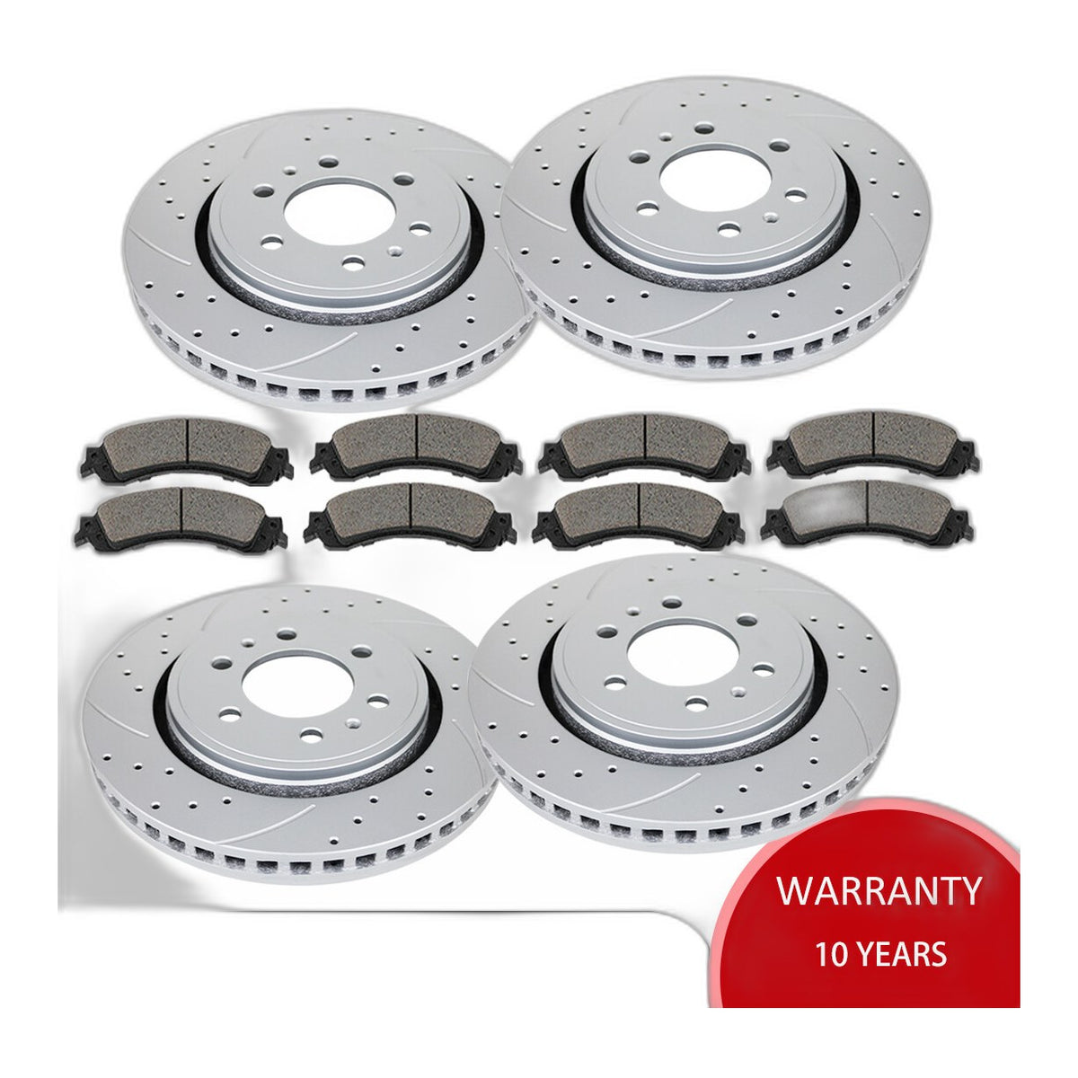 Front Rear Drilled Slotted Brake Rotors Pads Kit for 2010-2011 Ford F-150 6 Lug