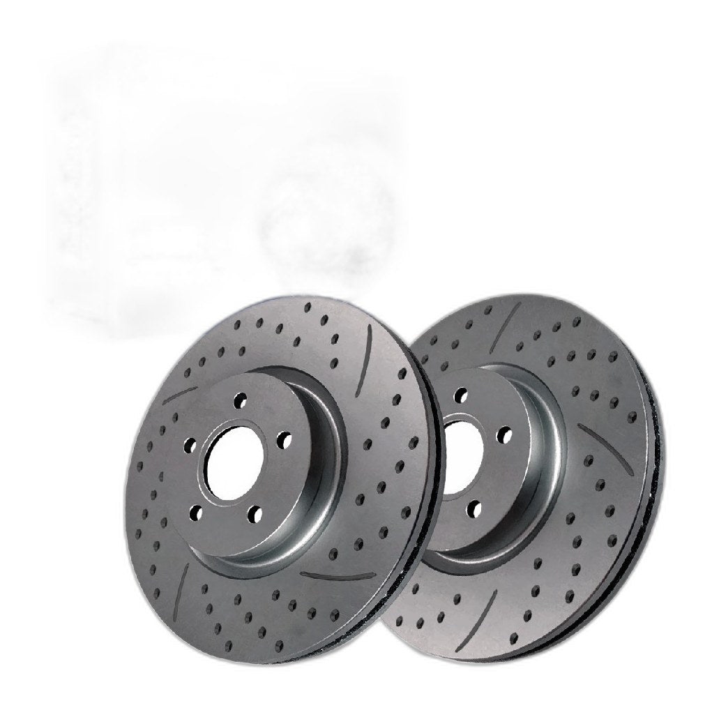 Front Drilled Slotted Brake Rotors Pair for Ford, Focus 2013-2018, FWD L4 2.0L