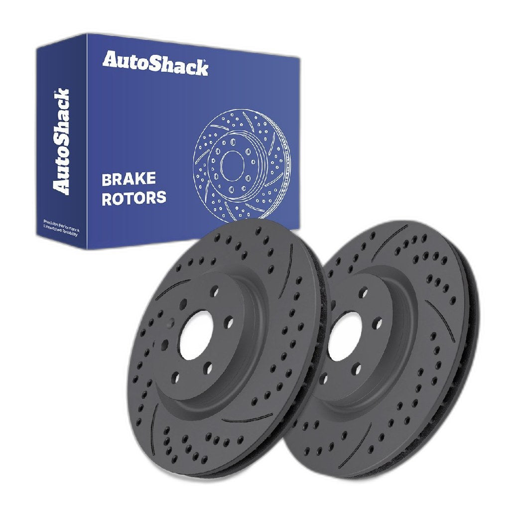 Front Drilled Slotted Brake Rotors Pair for Cadillac SRX 2016