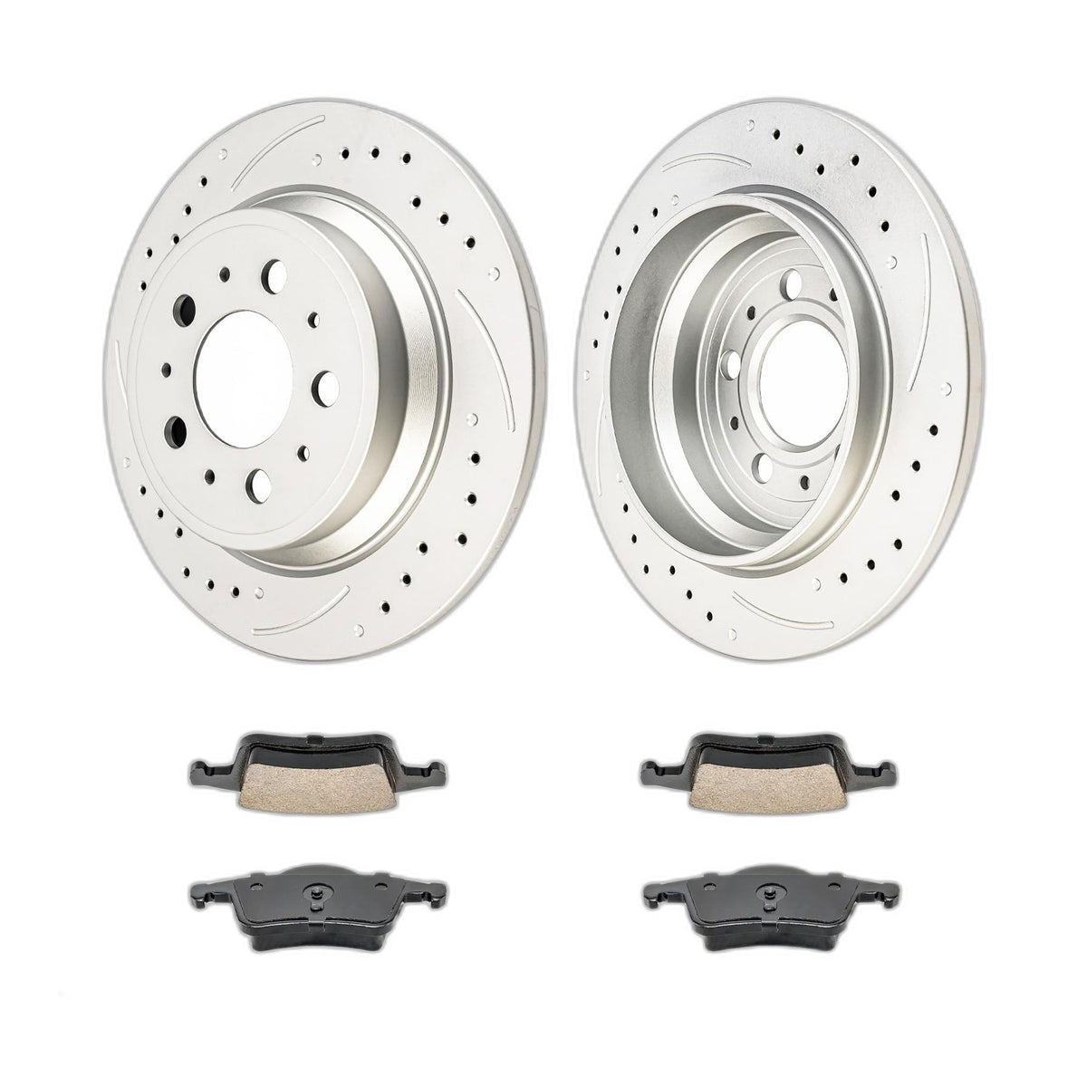 KAC Drilled And Slotted Rear Brake Kit Rotors Ceramic Brake Pads 2003-2007