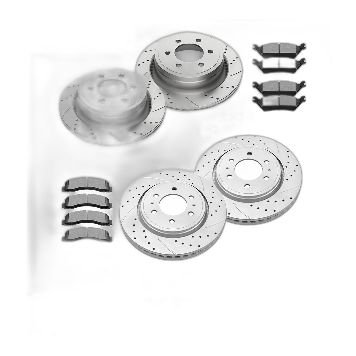 Front Rear Brake Rotors Pads for Ford F-150 12-20 Slotted and Drilled Brakes