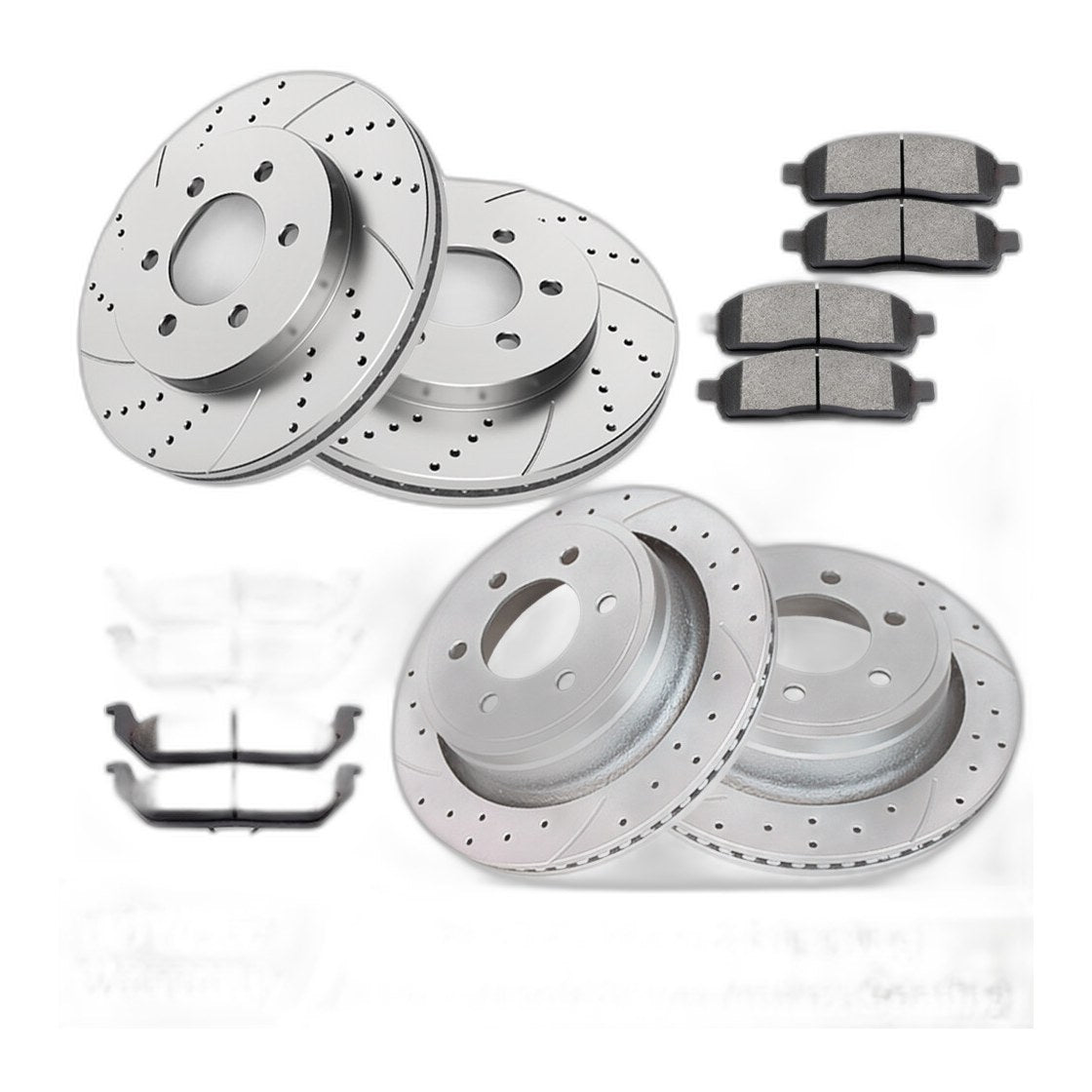 4WD Front Rear Brake Rotors + Ceramic Brake Pads for Ford F-150 Lincoln Mark LT