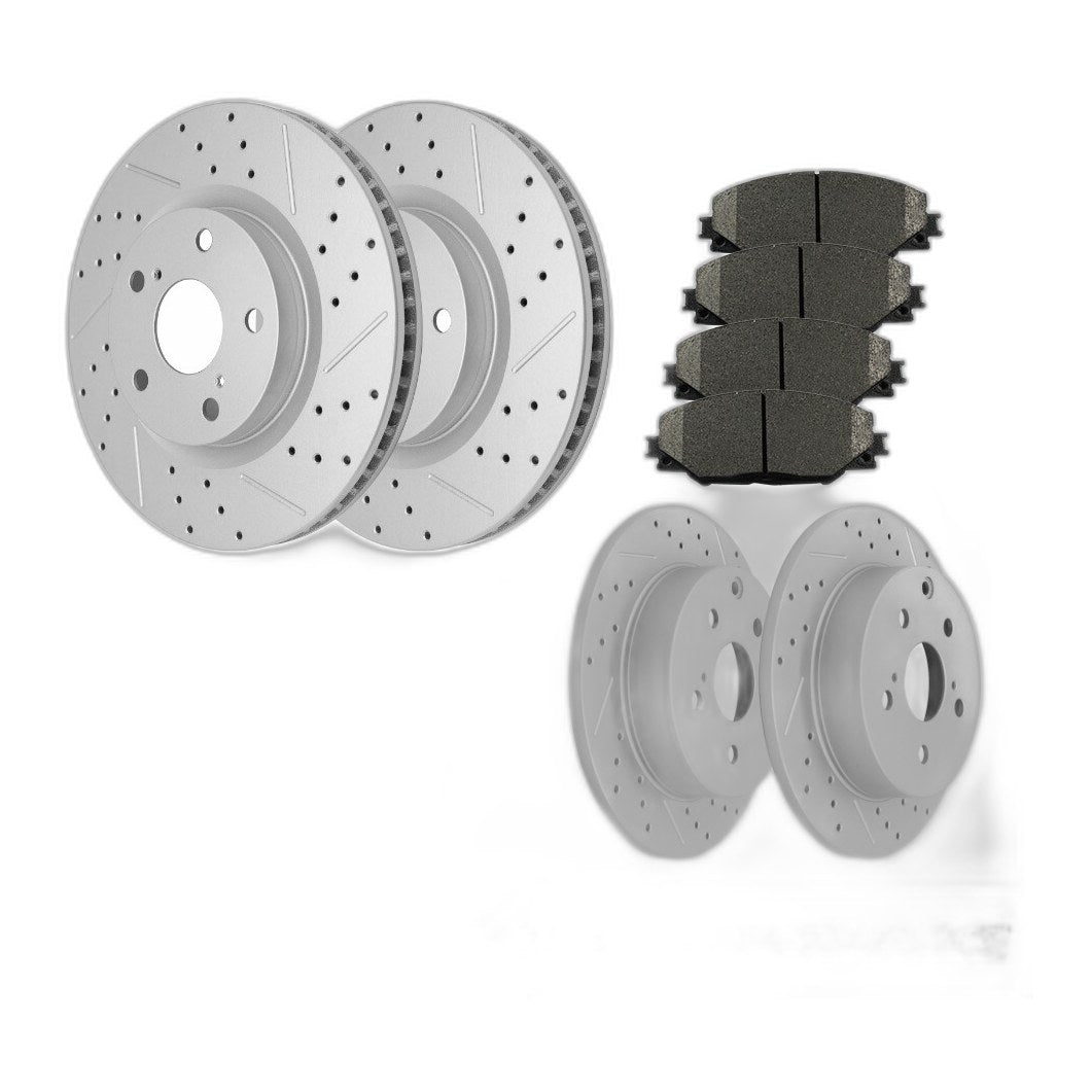 Front & Rear Drilled Rotors + Ceramic Brake Pads Kit for 2006 - 2018 Toyota Rav4