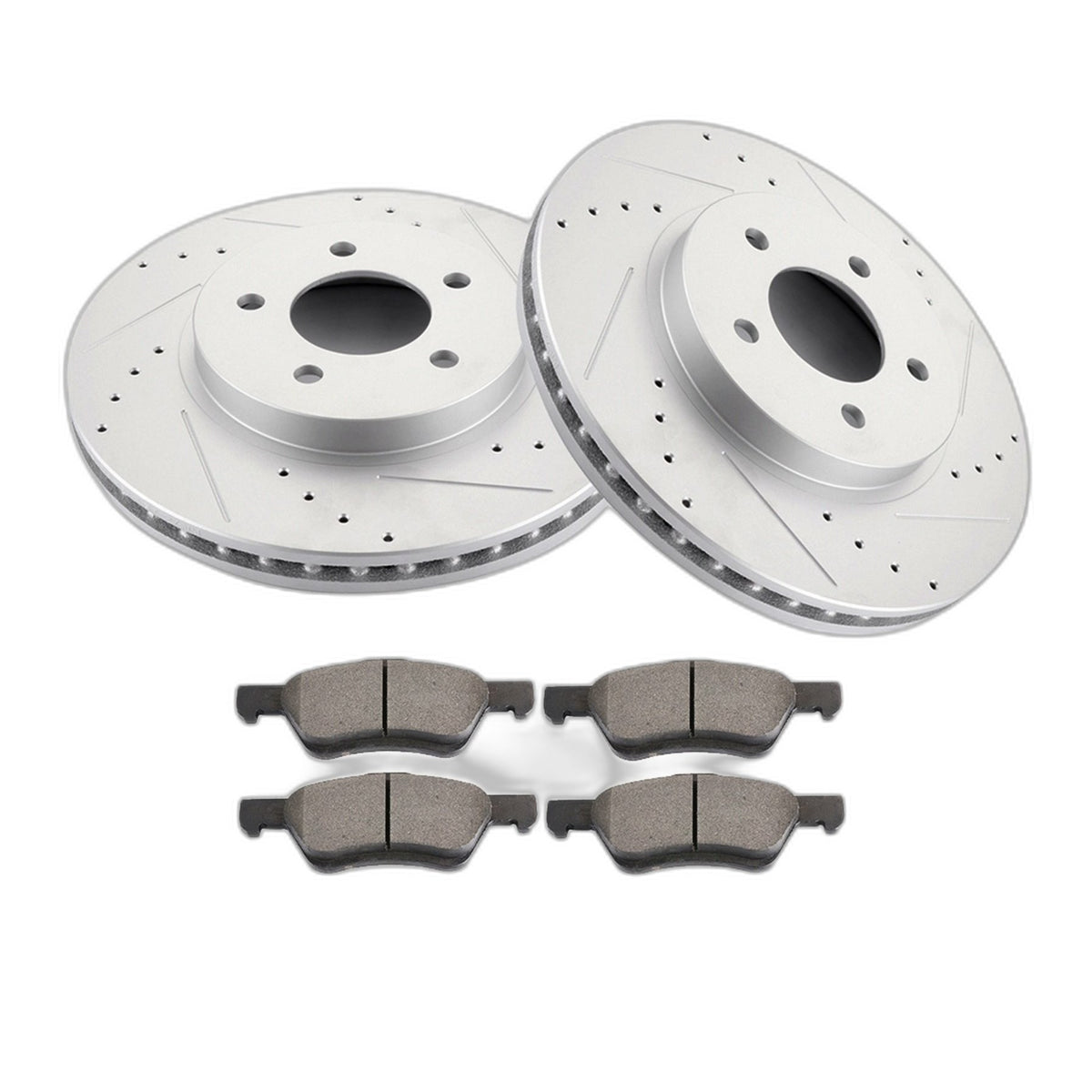 Front Discs Brake Rotors and Ceramic Pads For 2008 - 12 Ford Escape Drill Slot