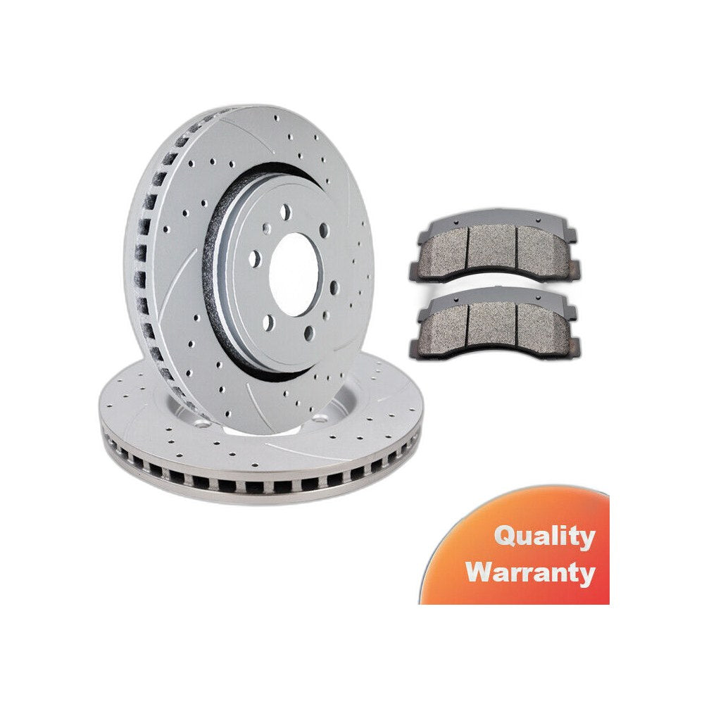 For 2010-2020 Ford F-150 Lincoln Navigator Front Slotted Rotors + Brake Pads Kit