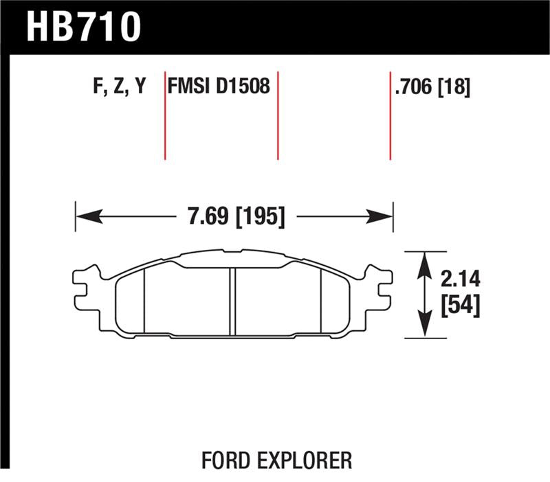 Hawk LTS HB710Y.706 Front Brake Pads - 2011-2016 Ford Explorer and 2012-2016 Ford Flex