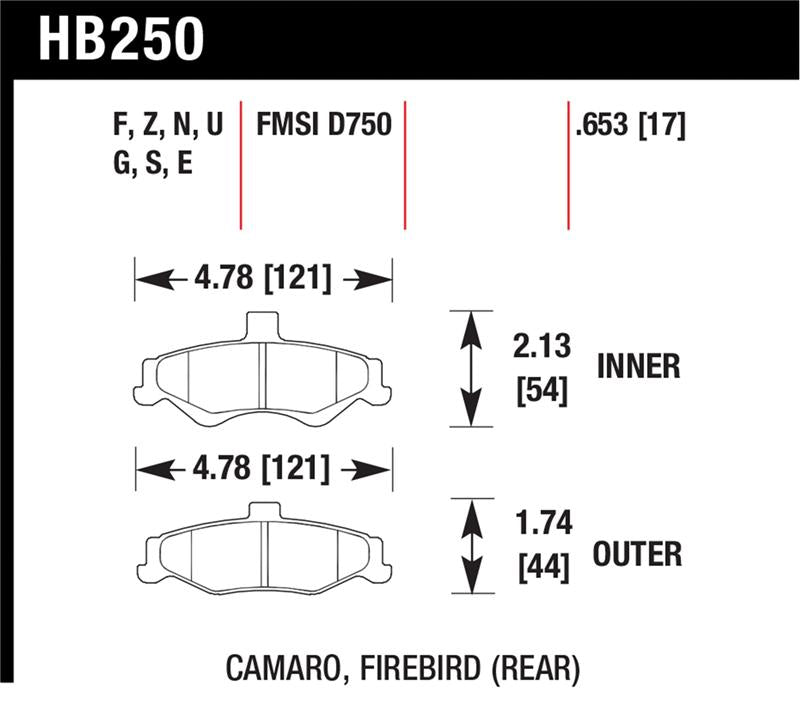 Hawk Performance HT-10 Race Rear Brake Pads HB250S.653 - 1998-2002 Chevrolet Camaro SS / Z28