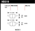 Hawk DTC-60 Race Front Brake Pads HB519G.682 - 2008-2009 Mazda 3