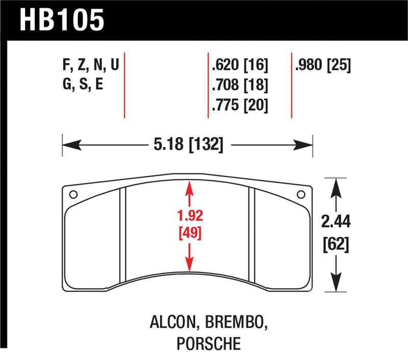 Hawk Performance HB105W.620 DTC-30 Motorsports Brake Pads - Brembo, Alcon, Porsche