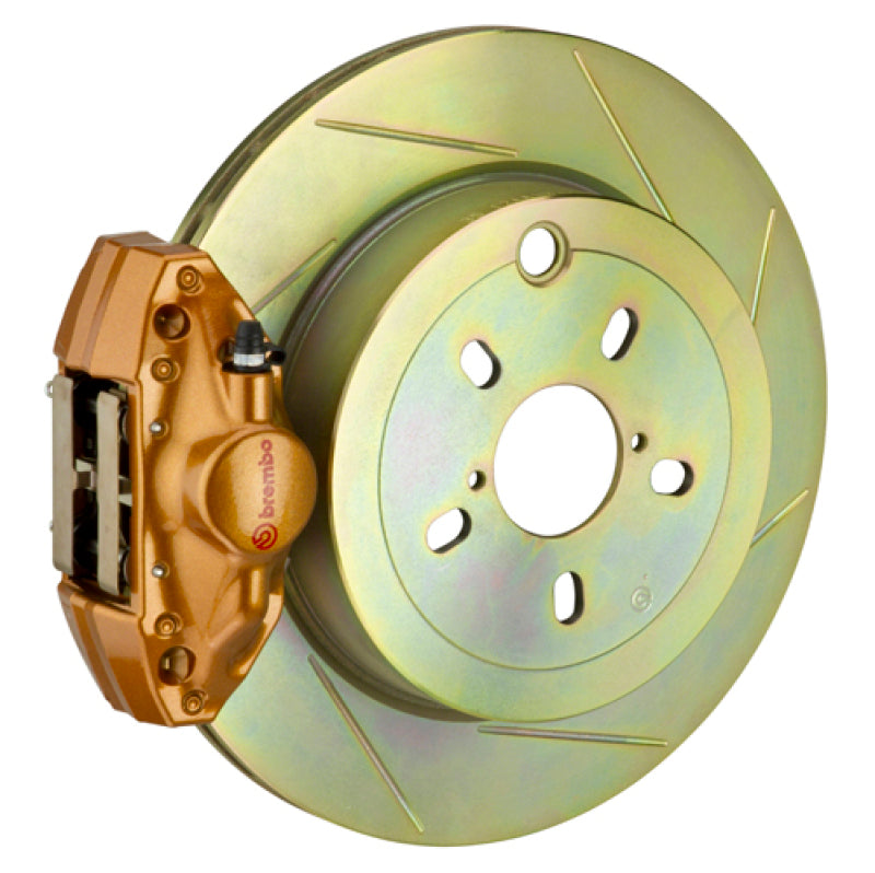 Brembo 2E5.5002A4 GT Rear Big Brake Kit 2-Piston 316x20 Type 1 Slotted 1-Piece Rotors Gold - 2008-2014 Subaru WRX