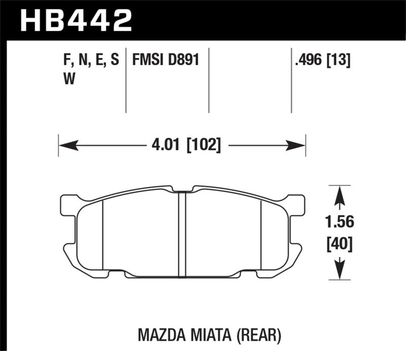 Hawk Performance ER-1 Rear Brake Pads - 2001-2003 Mazda Miata 1.8L