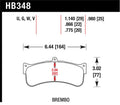 Hawk Performance HB348U1.14 DTC-70 Race Brake Pads for Brembo Disc, 1.140in Thick