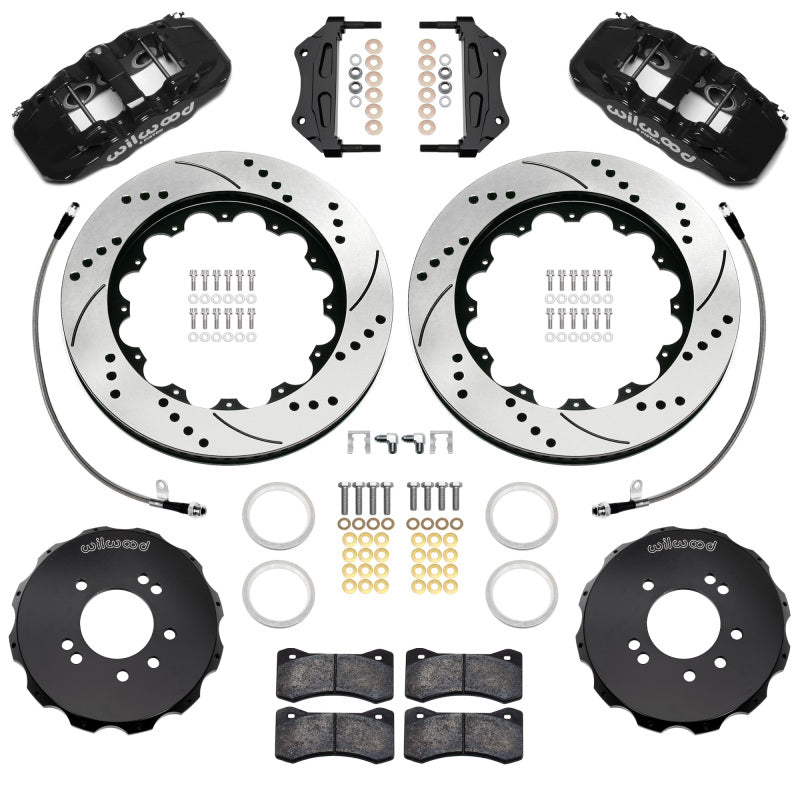 Wilwood Aerolite 6R Front BBK 14in Drilled and Slotted Rotors Black - 1989-1998 Nissan 240SX 300ZX