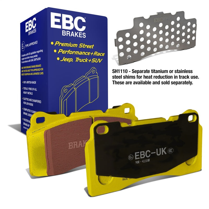 EBC Yellowstuff Rear Brake Pads DP41110R - 2012+ Nissan GT-R R35 with M12/M14 Bolts, Iron Rotors