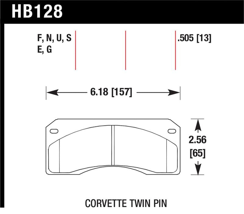 Hawk Performance HB128U.505 DTC-70 Twin Pin Race Brake Pads - Corvette Application