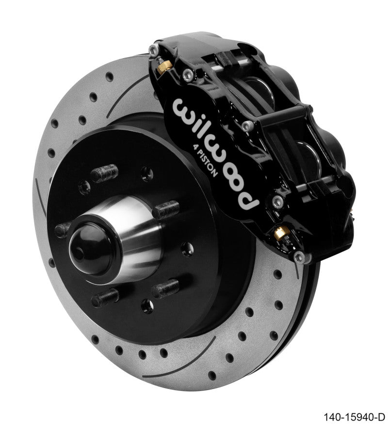 Wilwood 140-15940-D Narrow Superlite 6R Front Big Brake Hat Kit - Black Calipers, 12.19in SRP Rotors, 5-Lug - 1963-1987 Chevrolet C10