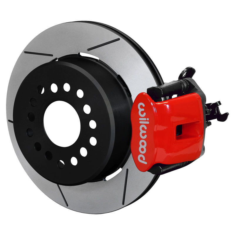 Wilwood Combination Parking Brake Rear Kit 140-12049-R - Red, 12.19x0.81in One-Piece Rotors, FFR 8.8 Axle, With Lines