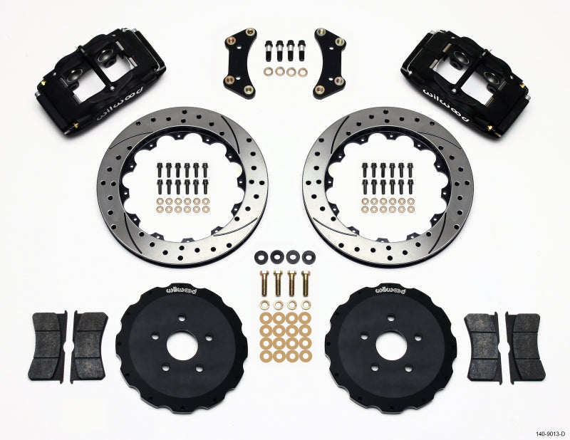 Wilwood 140-9013-D Forged Superlite 4 Front Big Brake Hat Kit 4-Piston 13.00in Drilled Rotors - 2004-2005 Scion tC
