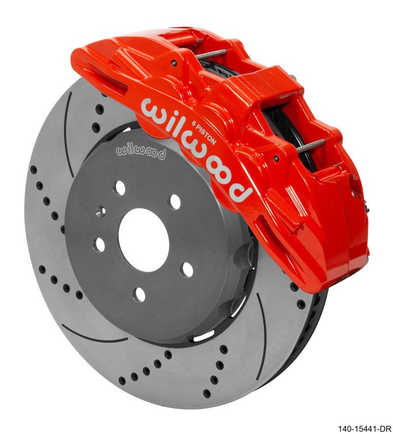 Wilwood SX6R Front Big Brake Kit 15in SRP Drilled and Slotted Rotors Red with Lines - 2016-2019 Chevrolet Camaro