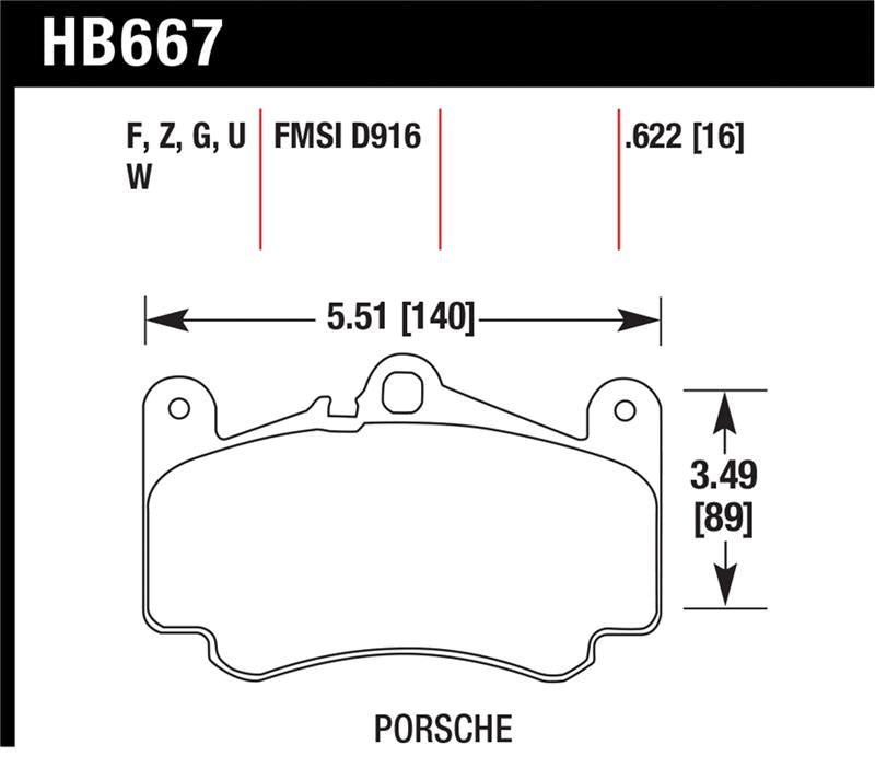 Hawk Performance HB667G.622 DTC-60 Front Race Brake Pad Set - 2002-2005 Porsche 911 Carrera 4 Turbo Look and Carrera 4S