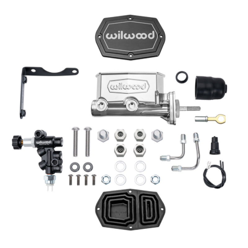Wilwood 261-17797-P MOPAR Compact Tandem Master Cylinder Kit, P-Valve and Pushrod Included, 1in Bore, Chrome Powdercoat
