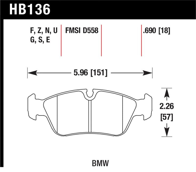 Hawk Performance HB136U.690 DTC-70 Race Front Brake Pads - 2001-2006 BMW 325Ci 2.5L