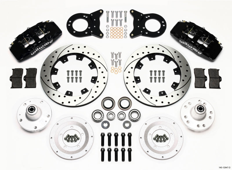 Wilwood 140-12947-D DynaPro 6 Front Big Brake Kit 6-Piston 12.19in Drilled Rotors - 1965-1969 Ford Mustang Disc & Drum Spindle