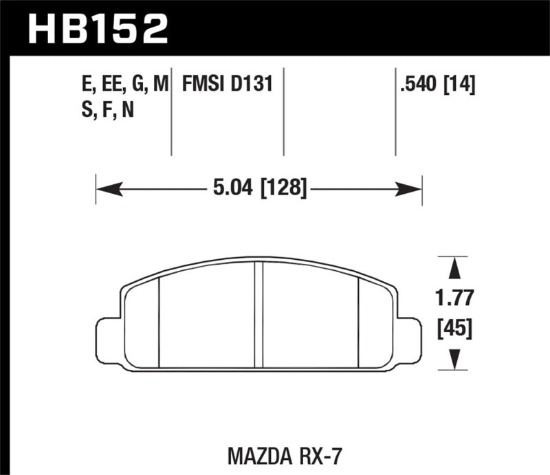 Hawk Performance ER-1 Front Brake Pads - 1988-1991 Mazda RX-7 10th Anniversary 1-Piston