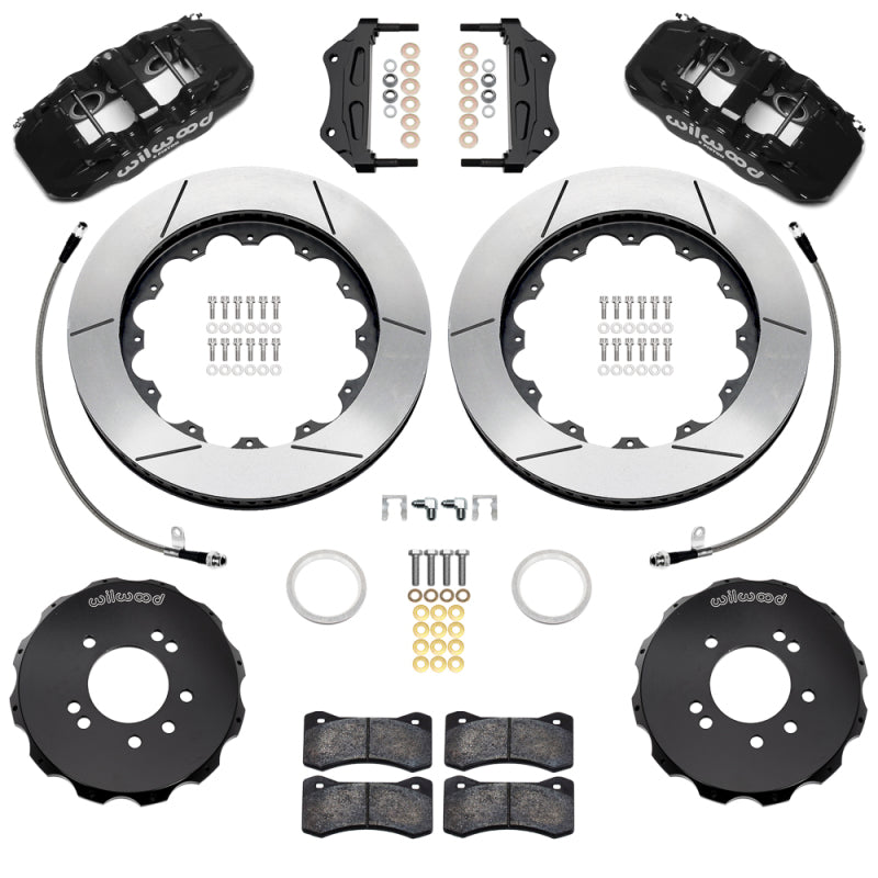 Wilwood Aerolite 6R Front Big Brake Kit 140-18254 14.00in Slotted Rotors Black with Flexlines - 1995-1998 Nissan Skyline