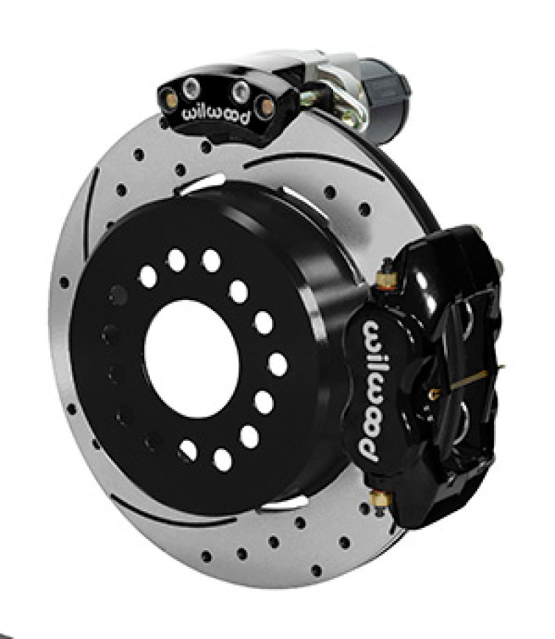 Wilwood Forged Dynalite Rear Electronic Parking Brake Kit - 12.19in SRP Drilled and Slotted Rotor, 2.75in Offset, Black (140-16164-D)