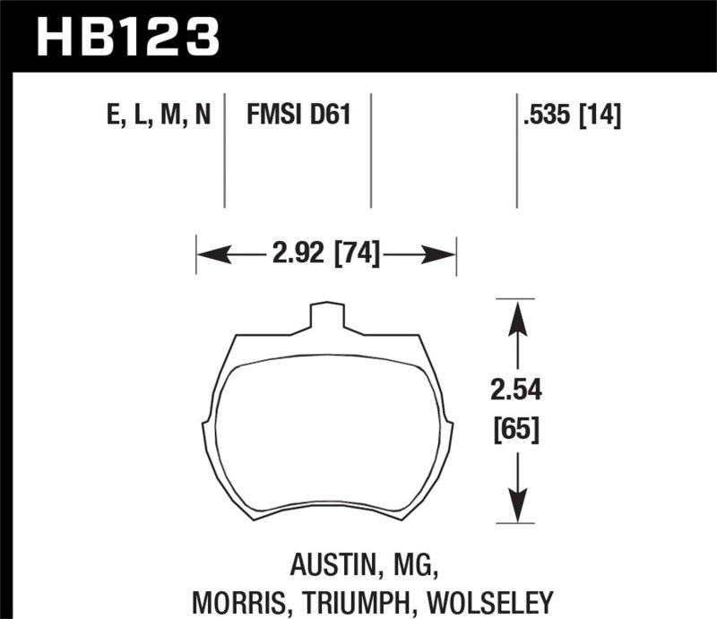 Hawk ER-1 Racing Front Brake Pads HB123D.535 - 1964-1970 Austin Healey Sprite