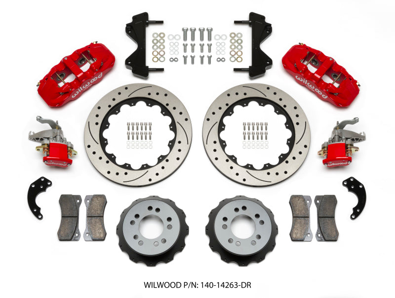 Wilwood AERO4-MC4 Rear Brake Kit 14in Drilled Red - Currie Pro-Tour Floater