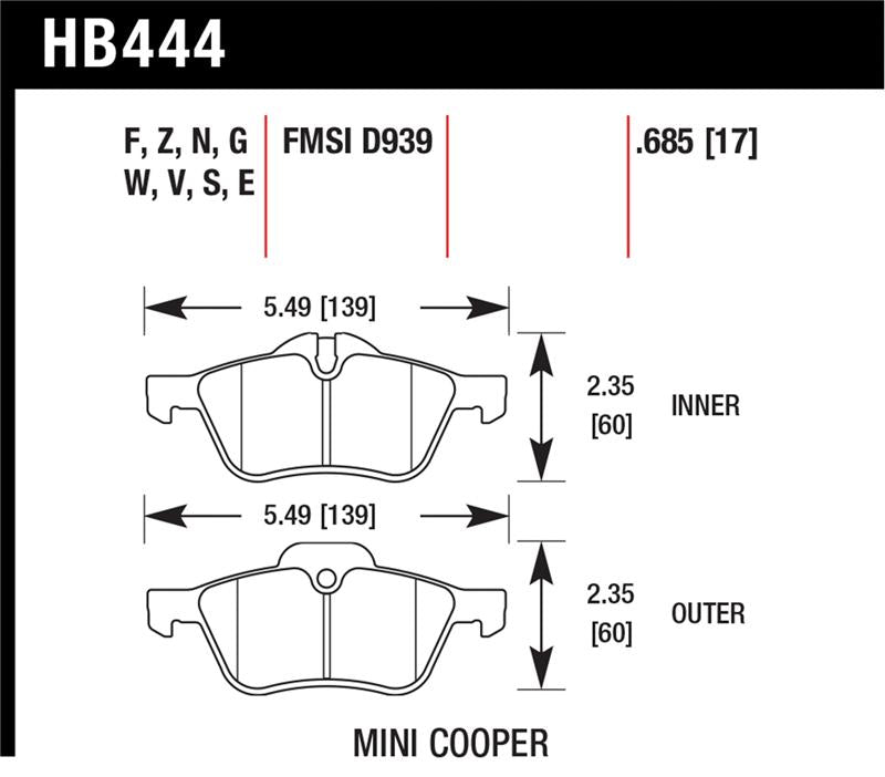 Hawk Performance HP+ Front Brake Pads - 2002-2006 Mini Cooper and Cooper S
