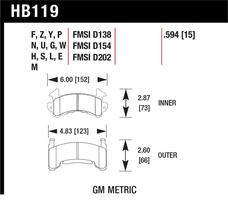 Hawk Performance HB119Z.594 Ceramic Street Brake Pad Set - Quiet, Ultra-Low Dust