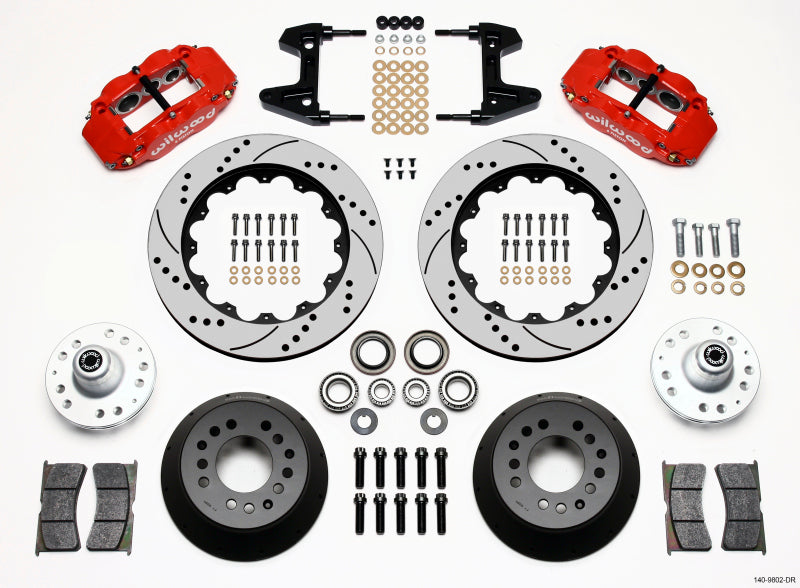 Wilwood Superlite 6R Forged Front Big Brake Kit 14.00in Drilled Red - 1974-1980 Ford Mustang Disc Spindle