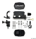 Wilwood Compact Tandem Master Cylinder 15/16 in Bore, RH Bracket and Valve, Black Finish, Mustang Pushrod - 261-15664-BK