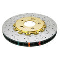 DBA DBA52224V2GLDXS 5000 Series XS Front Drilled and Slotted 2-Piece Brake Rotor with Gold Hat - 2008-2017 Mitsubishi Lancer Evolution X