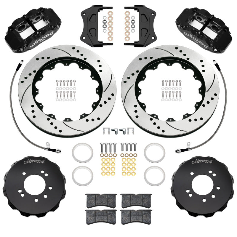 Wilwood 140-18247-D Superlite 6R Front Big Brake Kit 14in Drilled and Slotted Rotors Black - Nissan 240SX, Skyline, 300ZX