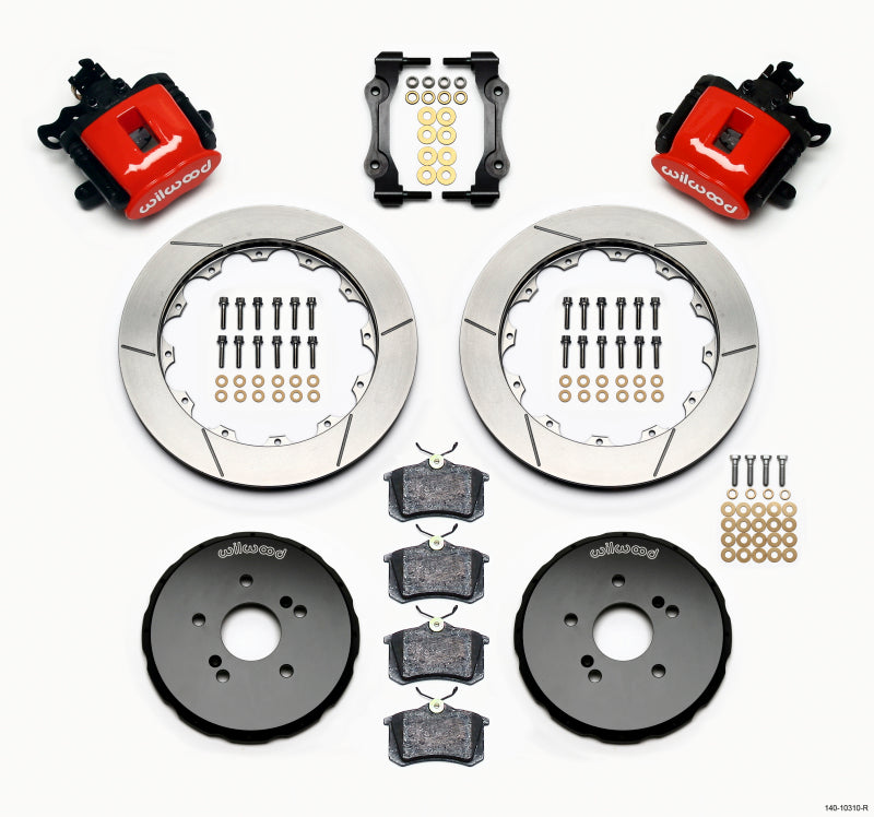 Wilwood 140-10310-R Combination Parking Brake Rear Kit 12.88in Rotors Red Calipers - Honda S2000
