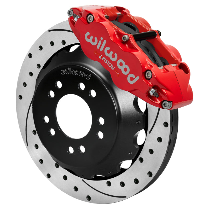Wilwood 140-18366-DR Narrow Superlite 6 Front Brake Kit 12.88in Drilled and Slotted Rotors, Red - Ford Mustang II