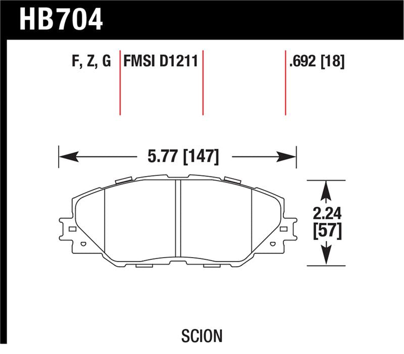 Hawk Performance Ceramic Front Brake Pads - 2006-2009 Toyota RAV4 / 2010-2013 Toyota Matrix