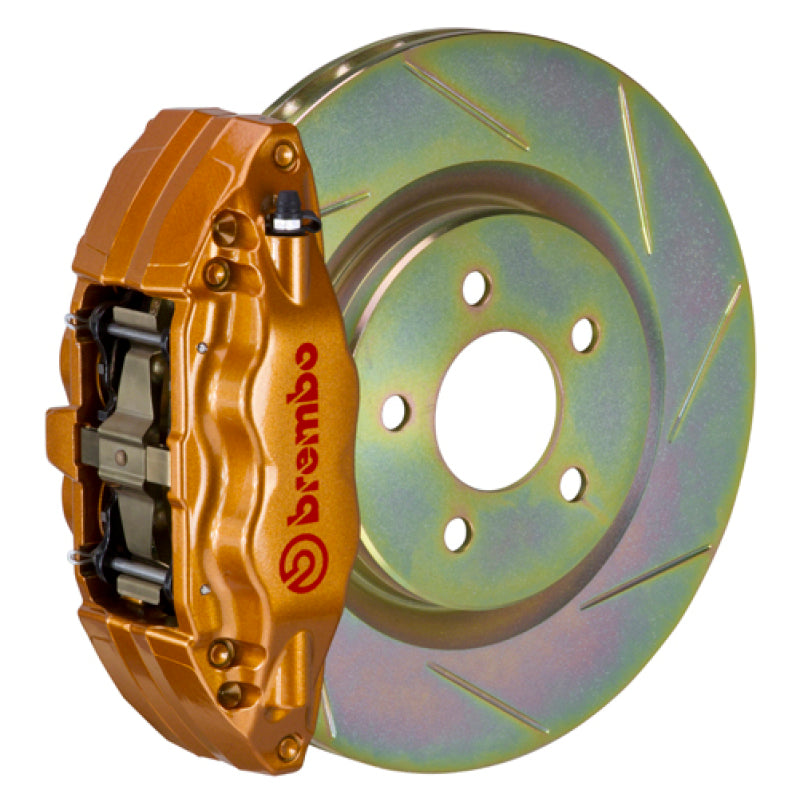 Brembo 1E5.6003A4 GT Front Big Brake Kit 4-Piston 326x30 1-Piece Slotted Type-1 Rotors Gold Calipers - 2015-2021 Subaru WRX (VA)