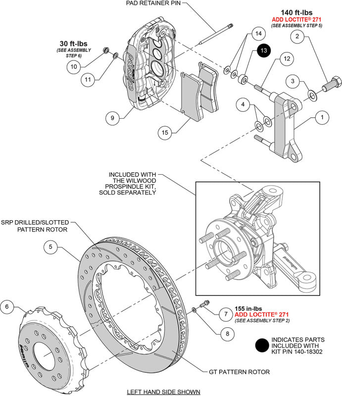 Wilwood 140-18301-D XRS6R Front Big Brake Kit - 13.06in Drilled and Slotted Rotor, Aluminum Pro Spindle, Black - Chevrolet C10